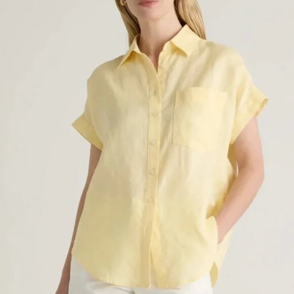 Quince European Linen Button-Up Yellow - Picture 1 of 5